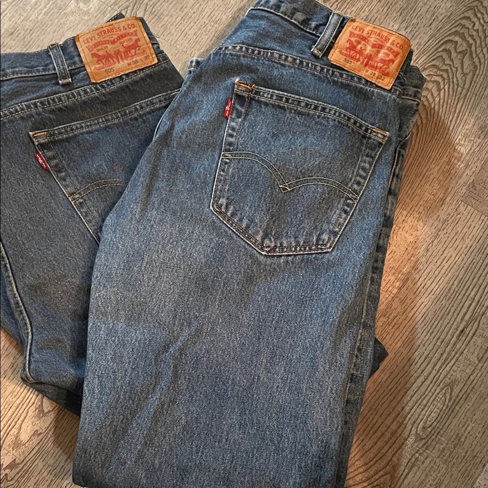 Levi's Men's Classic Indigo Straight Jeans 505  38x32 (2 pair bundle)